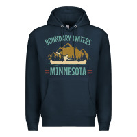 Navy retro boundary waters canoe minnesota Premium Hoodie - DesignPulse