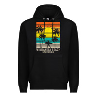 Black windansea beach california ca surfer surfing surf palm tree Premium Hoodie - DesignPulse
