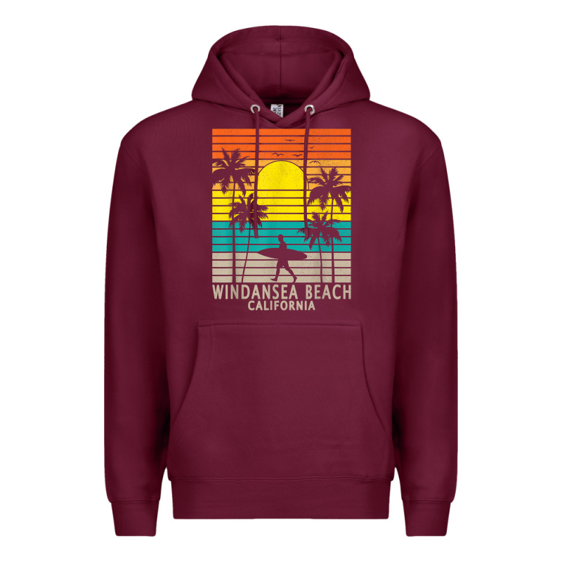 Windansea Beach California Ca Surfer Surfing Surf Palm Tree Premium Hoodie by DesignPulse | Teevron