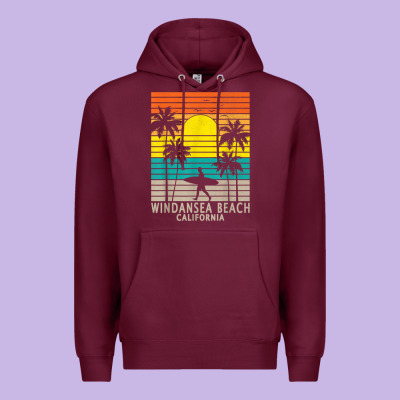 Windansea Beach California Ca Surfer Surfing Surf Palm Tree Premium Hoodie Designed By Designpulse