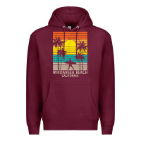 Burgundy windansea beach california ca surfer surfing surf palm tree Premium Hoodie - DesignPulse