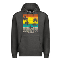 Charcoal Heather windansea beach california ca surfer surfing surf palm tree Premium Hoodie - DesignPulse
