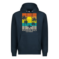 Navy windansea beach california ca surfer surfing surf palm tree Premium Hoodie - DesignPulse