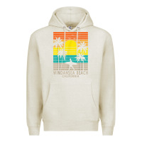 Oatmeal Heather windansea beach california ca surfer surfing surf palm tree Premium Hoodie - DesignPulse
