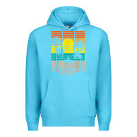 Ocean Blue windansea beach california ca surfer surfing surf palm tree Premium Hoodie - DesignPulse
