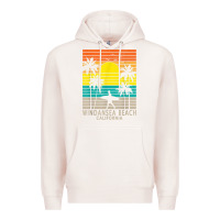 Pale Pink windansea beach california ca surfer surfing surf palm tree Premium Hoodie - DesignPulse