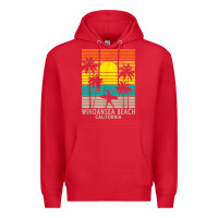 Red windansea beach california ca surfer surfing surf palm tree Premium Hoodie - DesignPulse