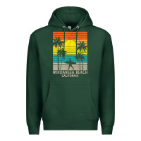 Sports Green windansea beach california ca surfer surfing surf palm tree Premium Hoodie - DesignPulse