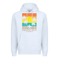 White windansea beach california ca surfer surfing surf palm tree Premium Hoodie - DesignPulse