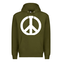 Army Green Peace Sign Premium Hoodie - DesignPulse