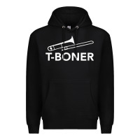 Black funny trombone funny t boner funny t boner tboner Premium Hoodie - DesignPulse