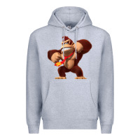 Heather Grey Donkey Kong 3D Poster Premium Hoodie - DesignPulse