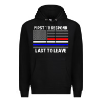 Black police fire ems first responder american flag firefighter t shirt Premium Hoodie - DesignPulse