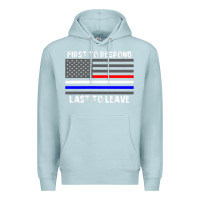Blue Mist police fire ems first responder american flag firefighter t shirt Premium Hoodie - DesignPulse