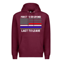 Burgundy police fire ems first responder american flag firefighter t shirt Premium Hoodie - DesignPulse