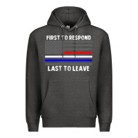 Charcoal Heather police fire ems first responder american flag firefighter t shirt Premium Hoodie - DesignPulse