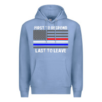 Colony Blue police fire ems first responder american flag firefighter t shirt Premium Hoodie - DesignPulse