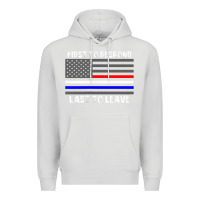 Dove Grey police fire ems first responder american flag firefighter t shirt Premium Hoodie - DesignPulse
