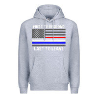 Heather Grey police fire ems first responder american flag firefighter t shirt Premium Hoodie - DesignPulse
