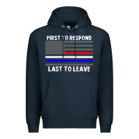 Navy police fire ems first responder american flag firefighter t shirt Premium Hoodie - DesignPulse