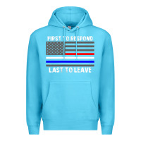 Ocean Blue police fire ems first responder american flag firefighter t shirt Premium Hoodie - DesignPulse