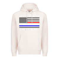 Pale Pink police fire ems first responder american flag firefighter t shirt Premium Hoodie - DesignPulse