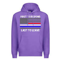 Purple police fire ems first responder american flag firefighter t shirt Premium Hoodie - DesignPulse