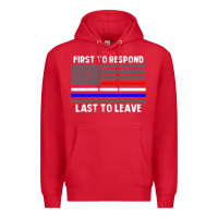 Red police fire ems first responder american flag firefighter t shirt Premium Hoodie - DesignPulse