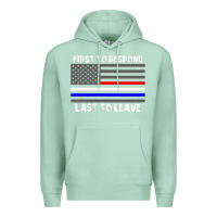 Seafoam police fire ems first responder american flag firefighter t shirt Premium Hoodie - DesignPulse