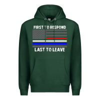 Sports Green police fire ems first responder american flag firefighter t shirt Premium Hoodie - DesignPulse