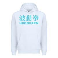 White hadouken street arcade fighter retro ryu gaming funny Premium Hoodie - DesignPulse