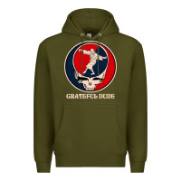 Army Green grateful dude Premium Hoodie - DesignPulse