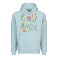 Blue Mist cute birds t  shirt birds and blooms   cute floral pattern by cecca de Premium Hoodie - DesignPulse