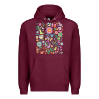 Burgundy cute birds t  shirt birds and blooms   cute floral pattern by cecca de Premium Hoodie - DesignPulse