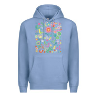 Colony Blue cute birds t  shirt birds and blooms   cute floral pattern by cecca de Premium Hoodie - DesignPulse