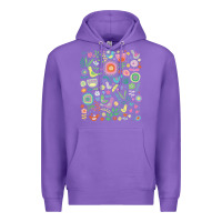 Purple cute birds t  shirt birds and blooms   cute floral pattern by cecca de Premium Hoodie - DesignPulse