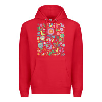 Red cute birds t  shirt birds and blooms   cute floral pattern by cecca de Premium Hoodie - DesignPulse