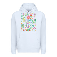 White cute birds t  shirt birds and blooms   cute floral pattern by cecca de Premium Hoodie - DesignPulse
