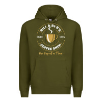 Army Green bill and bob coffee shop aa recovery gift t shirt Premium Hoodie - PixelWave