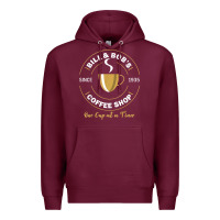 Burgundy bill and bob coffee shop aa recovery gift t shirt Premium Hoodie - PixelWave