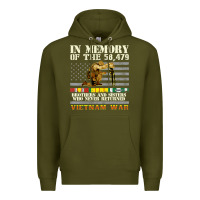 Army Green Vietnam War Veterans US Memorial Day In The Memory Of 58479 38 Premium Hoodie - PixelWave