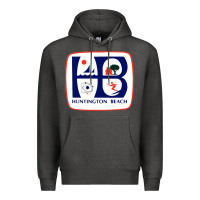 Charcoal Heather Coat of arms of Huntington Beach Premium Hoodie - PixelWave