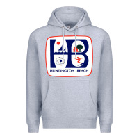 Heather Grey Coat of arms of Huntington Beach Premium Hoodie - PixelWave