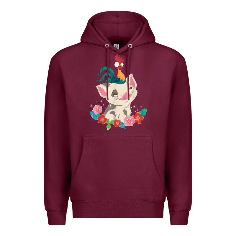 Moana Heihei Rooster Pua Flowers Graphic Premium Hoodie by PixelWave | Teevron