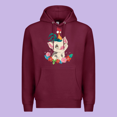Moana Heihei Rooster Pua Flowers Graphic Premium Hoodie Designed By Pixelwave