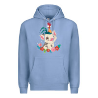 Colony Blue Moana HeiHei Rooster Pua Flowers Graphic Premium Hoodie - PixelWave