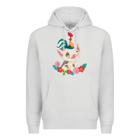 Dove Grey Moana HeiHei Rooster Pua Flowers Graphic Premium Hoodie - PixelWave