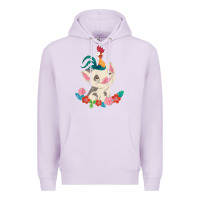 Lilac Moana HeiHei Rooster Pua Flowers Graphic Premium Hoodie - PixelWave