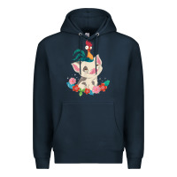 Navy Moana HeiHei Rooster Pua Flowers Graphic Premium Hoodie - PixelWave