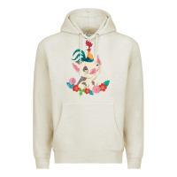 Oatmeal Heather Moana HeiHei Rooster Pua Flowers Graphic Premium Hoodie - PixelWave